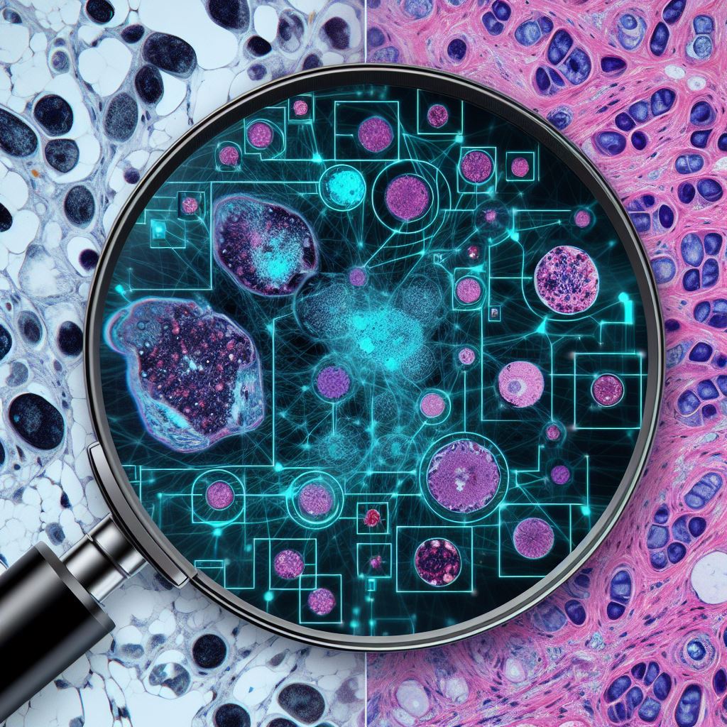 Histopathology tissue viewed through an AI-augmented lens